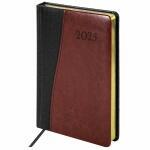 Ежедневник датированный 2026, А5, кожзам Небраска, коричневый/черный, кремовый блок