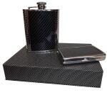 Набор CARBON: фляжка и портсигар в коробке 