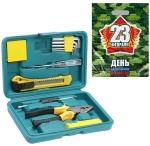 Набор инструментов в пластиковом футляре (19,5 см х 13,5 см х 4,5 см), 11 предметов в подарочном пакете.