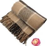 Плед 140х200см, клетка бежевый (шерсть/акрил) в подарочном пакете