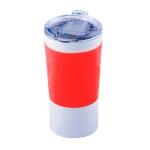 Термокружка вакуумная 'Funny" белая, красная, силикон