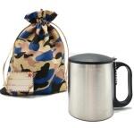 Термокружка металлическая "Походная для мужчин" 180 мл, 8см высотой в мешке камуфляж