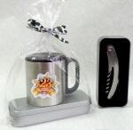 Набор Походный: термокружка металл 8см высотой  и мультитул (в коробке) в подарочном прозрачном пакете с наклейкой "23 февраля"