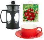 Набор: френч-пресс 350мл черный, чайная пара 200мл  (цвет чайной пары на выбор)