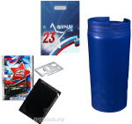 Набор синий:  мультитул-карта выживания, термокружка синяя в пакете