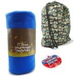 Плед 130х150см синий в мешке милитари, значок