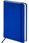 Ежедневник датированный 2026, А5 на резинке, кожзам  Небраска Special синий кремовый блок