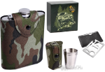 Набор камуфляж: стопки 30мл, фляжка 210мл, карта выживания в подарочной коробке 23 февраля.
