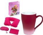 Набор для путешествий и кружка 300мл с прорезиненным покрытием в подарочном пакете