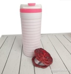 350мл,Термостакан "Каскад" бело-розовый и зеркало в подарочном пакете