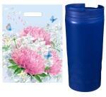 Термокружка 300 мл синяя (металл/пластик) в пакете. 