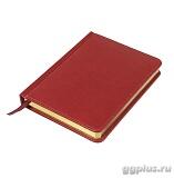 Ежедневник недатированный Joy, А6+, красный, белый блок, золотой обрез