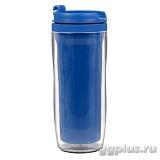 350 мл, термостакан синий под полиграфическую вставку