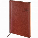Еженедельник датированный 2023, А4, кожзам Небраска коричневый кремовый блок