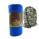 Плед большой 150х180см синий в мешке милитари