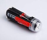 Мультитул 8 в 1. 2 типа освещения, 4 LED, 7 отвёрток, красный зажим, 4х13.5 см