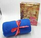 Плед 130х150см синий в подарочном пакете